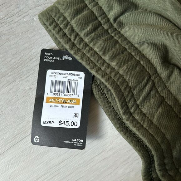 UNDER ARMOUR Men's UA Rival Terry Shorts 4XLT Green NWT - Picture 8 of 8